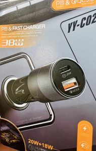 Adaptér, nabíjačka do auta rýchla 1x USB + 1x USB-C YY-CO2 - BR8152