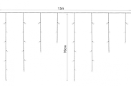 Vianočné vonkajšie / vnútorné osvetlenie, 60 cencúľov, 300 LED - 15m - studená biela